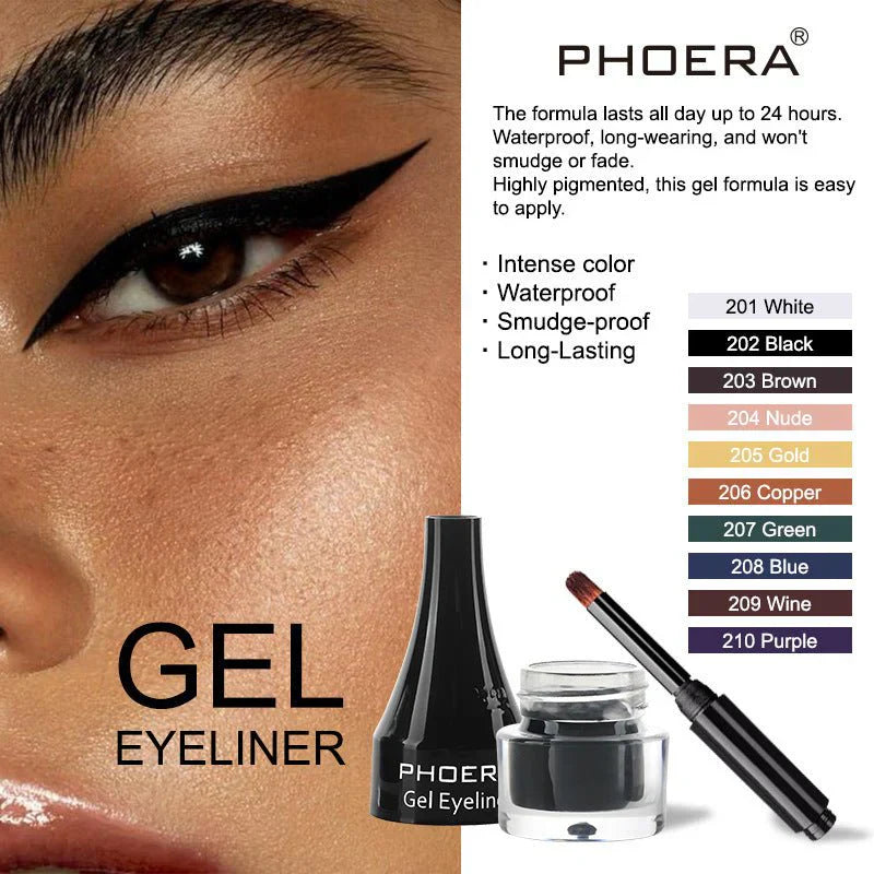 PHOERA قلم تحديد عيون بعشرة ألوان